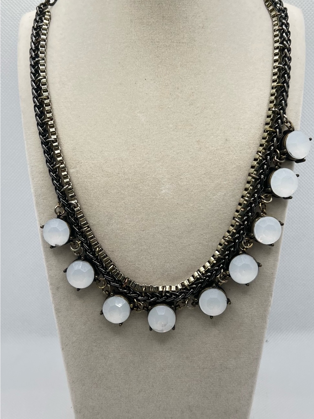 White Stone Statement Necklace - Women Jewelry